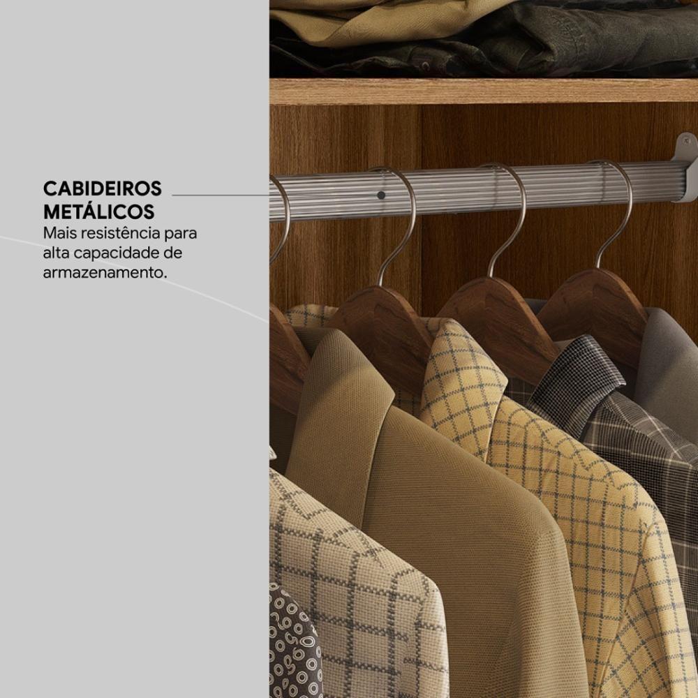 Guarda Roupa Casal 6 Portas Com Ripado E Com Espelho 6 Gavetas Atrice Nogueira Touch - 7