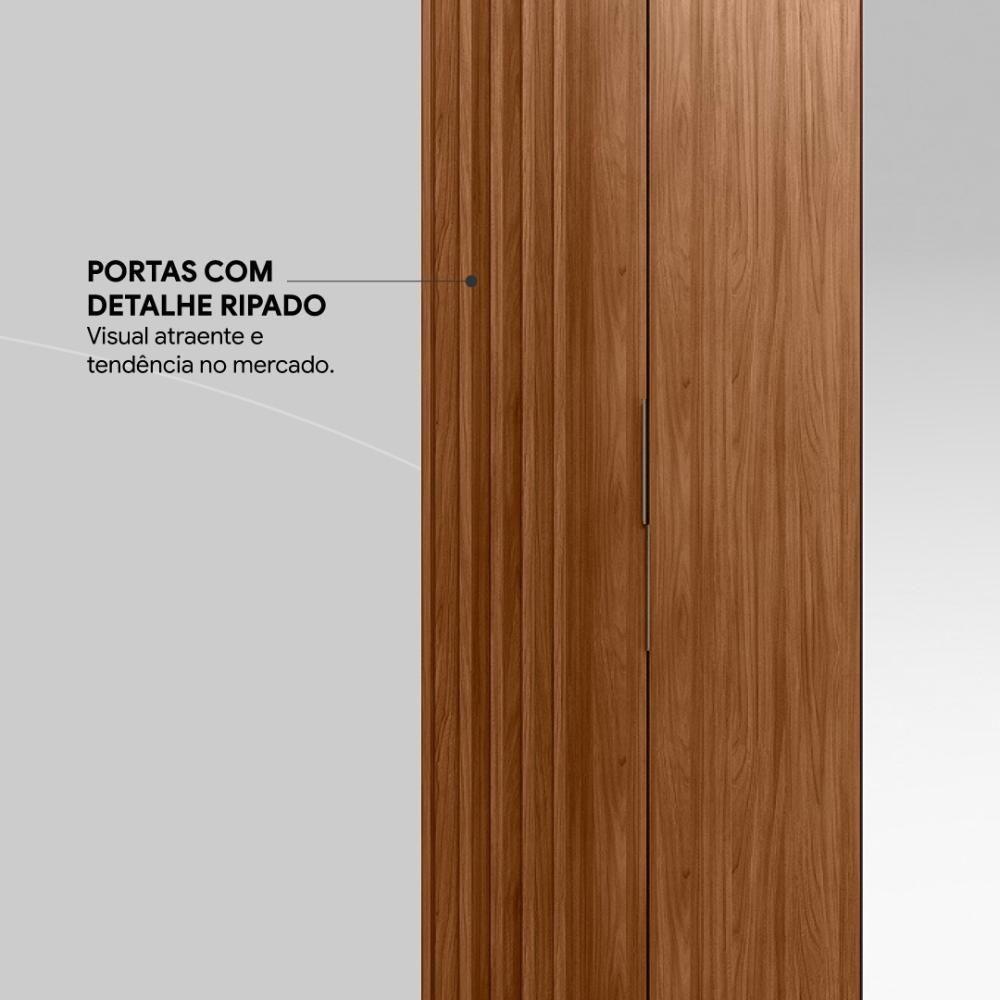 Guarda Roupa Casal 6 Portas Com Ripado E Com Espelho 6 Gavetas Atrice Nogueira Touch - 8