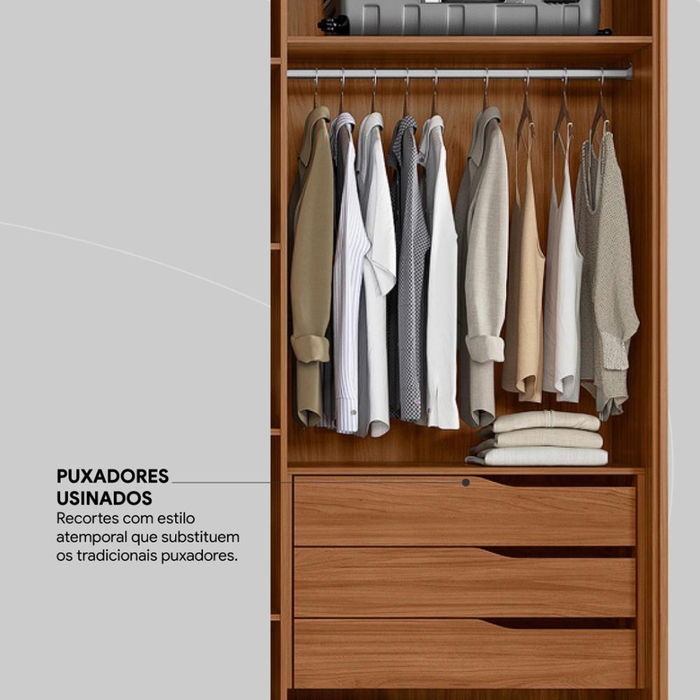 Guarda Roupa Casal 6 Portas Com Ripado E Com Espelho 6 Gavetas Atrice Nogueira Touch - 9
