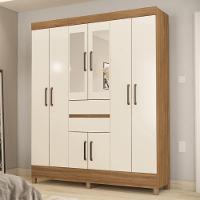 Guarda Roupa Casal 8 Portas Com Espelho E 2 Gavetas Paranaguá Amêndola Touch-off White - 1