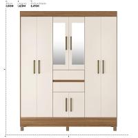 Guarda Roupa Casal 8 Portas Com Espelho E 2 Gavetas Paranaguá Amêndola Touch-off White - 2