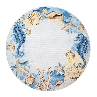 Kit 4 Capas Para Sousplat Ring Cavalo Marinho 35cmx35cm azul