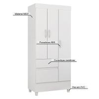 Guarda Roupa Solteiro 3 Portas E 2 Gavetas Castro Branco-rosa-branco Branco - 5