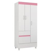 Guarda Roupa Solteiro 3 Portas E 2 Gavetas Castro Branco-rosa-branco Branco - 9