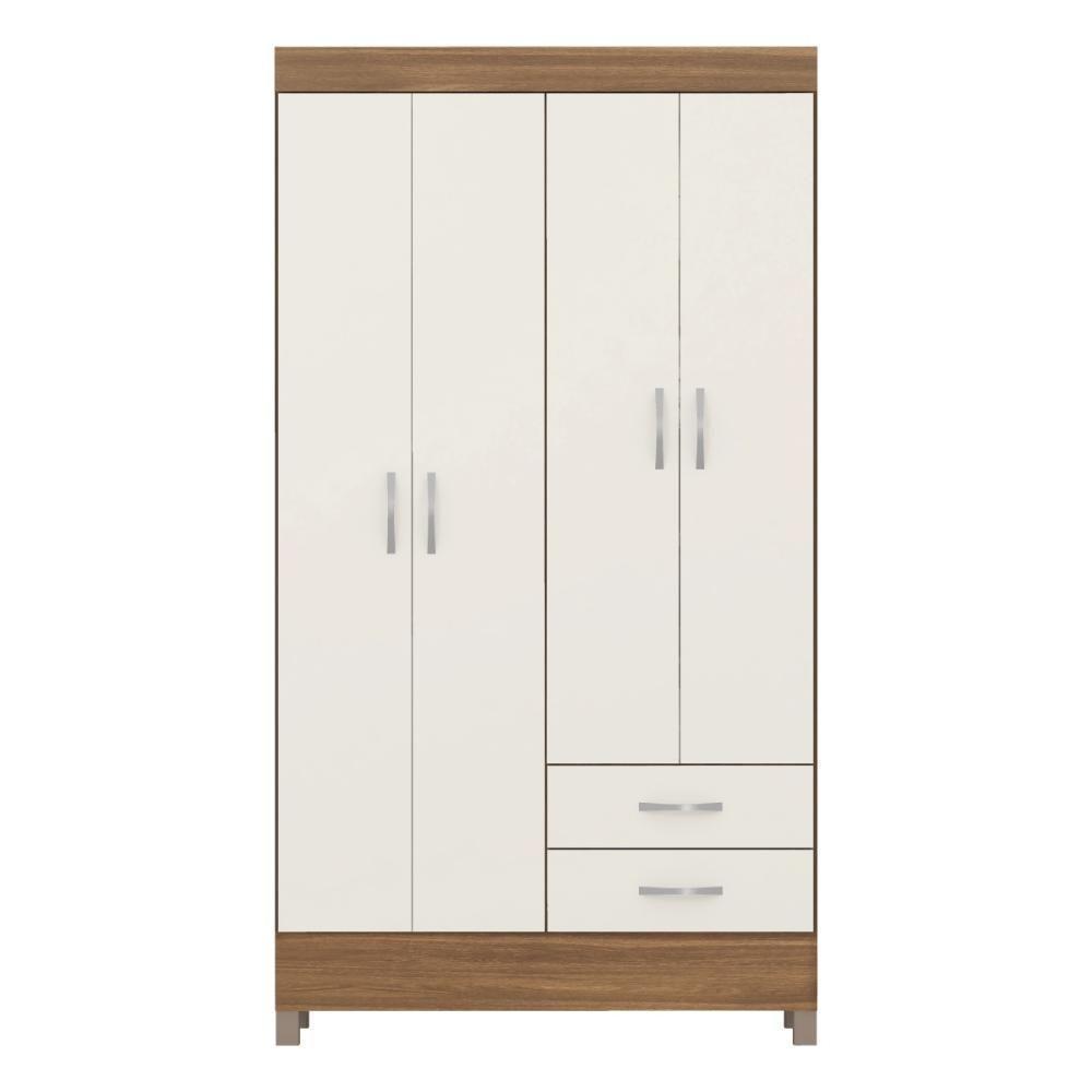 Guarda Roupa Solteiro 4 Portas E 2 Gavetas Toledo Amêndola Touch-off White - 6