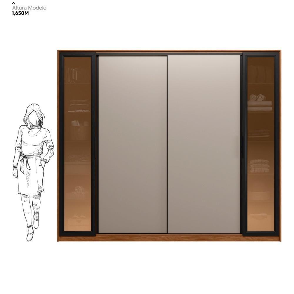 Guarda Roupa Casal 4 Portas Vidro Reflecta E 4 Gavetas Laredo Nogueira-nude Prime Tx - 5