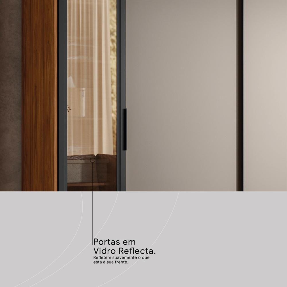 Guarda Roupa Casal 4 Portas Vidro Reflecta E 4 Gavetas Laredo Nogueira-nude Prime Tx - 8