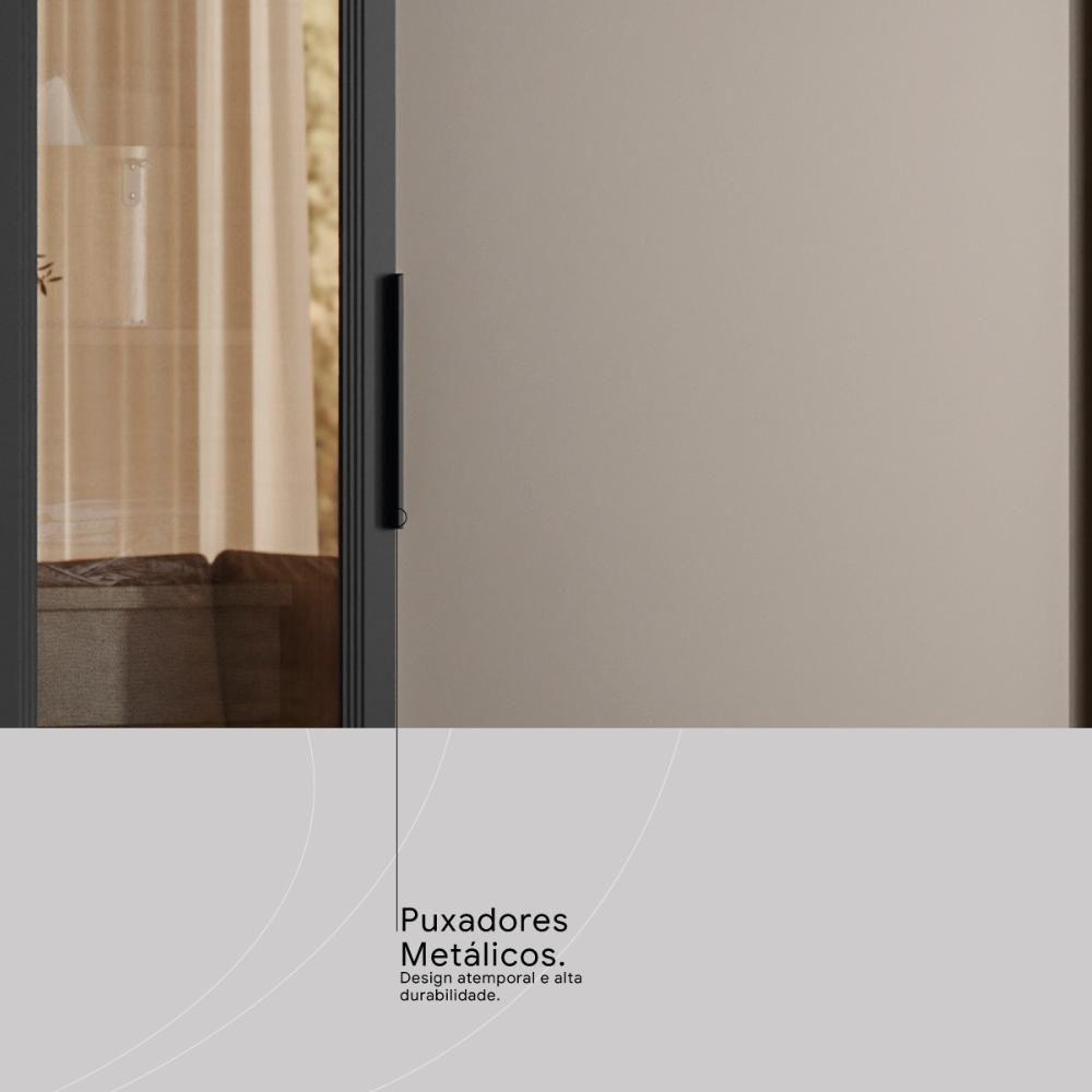 Guarda Roupa Casal 4 Portas Vidro Reflecta E 4 Gavetas Laredo Nogueira-nude Prime Tx - 9