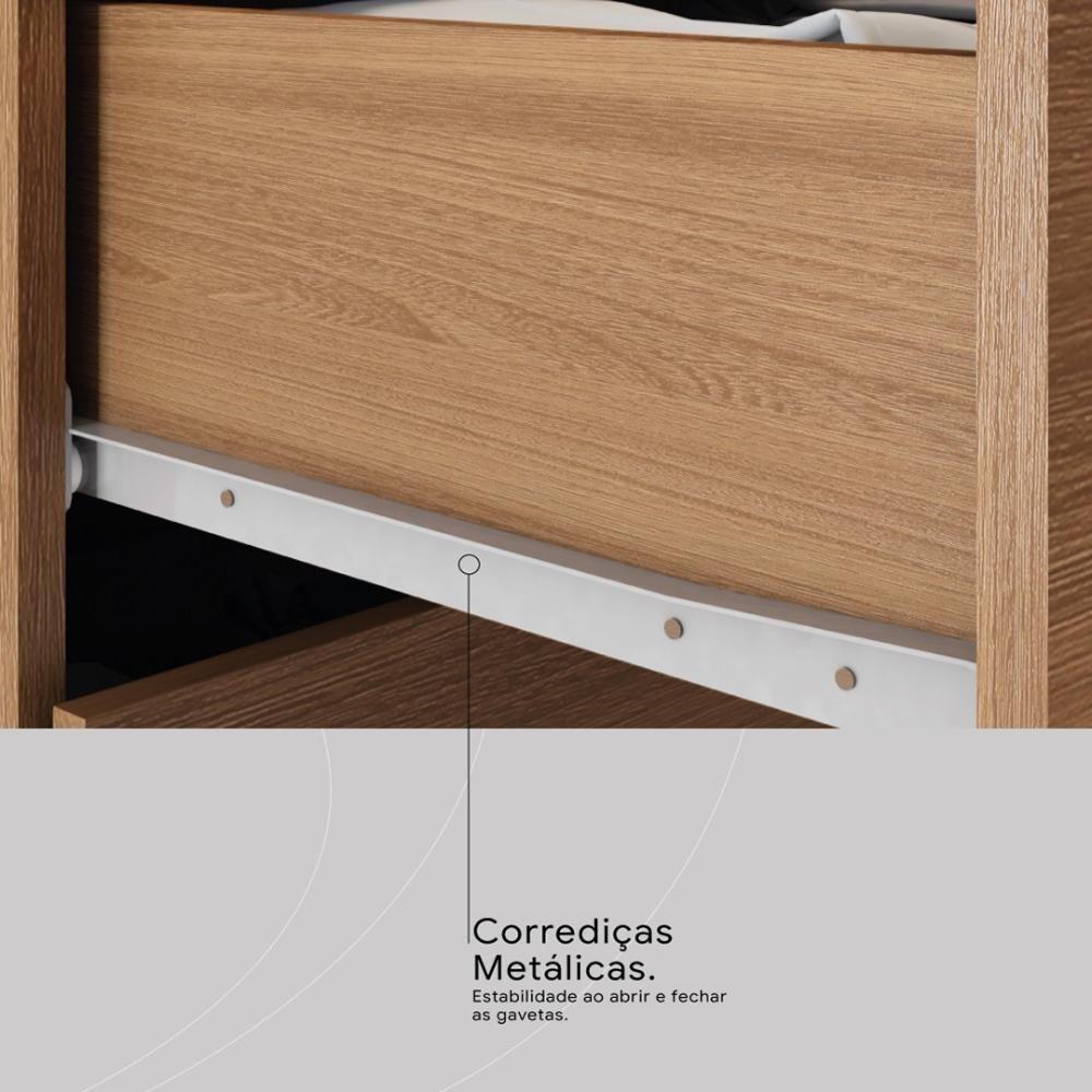 Guarda Roupa Casal 8 Portas Com Espelho E 2 Gavetas Paranaguá Amêndola Touch-off White - 7