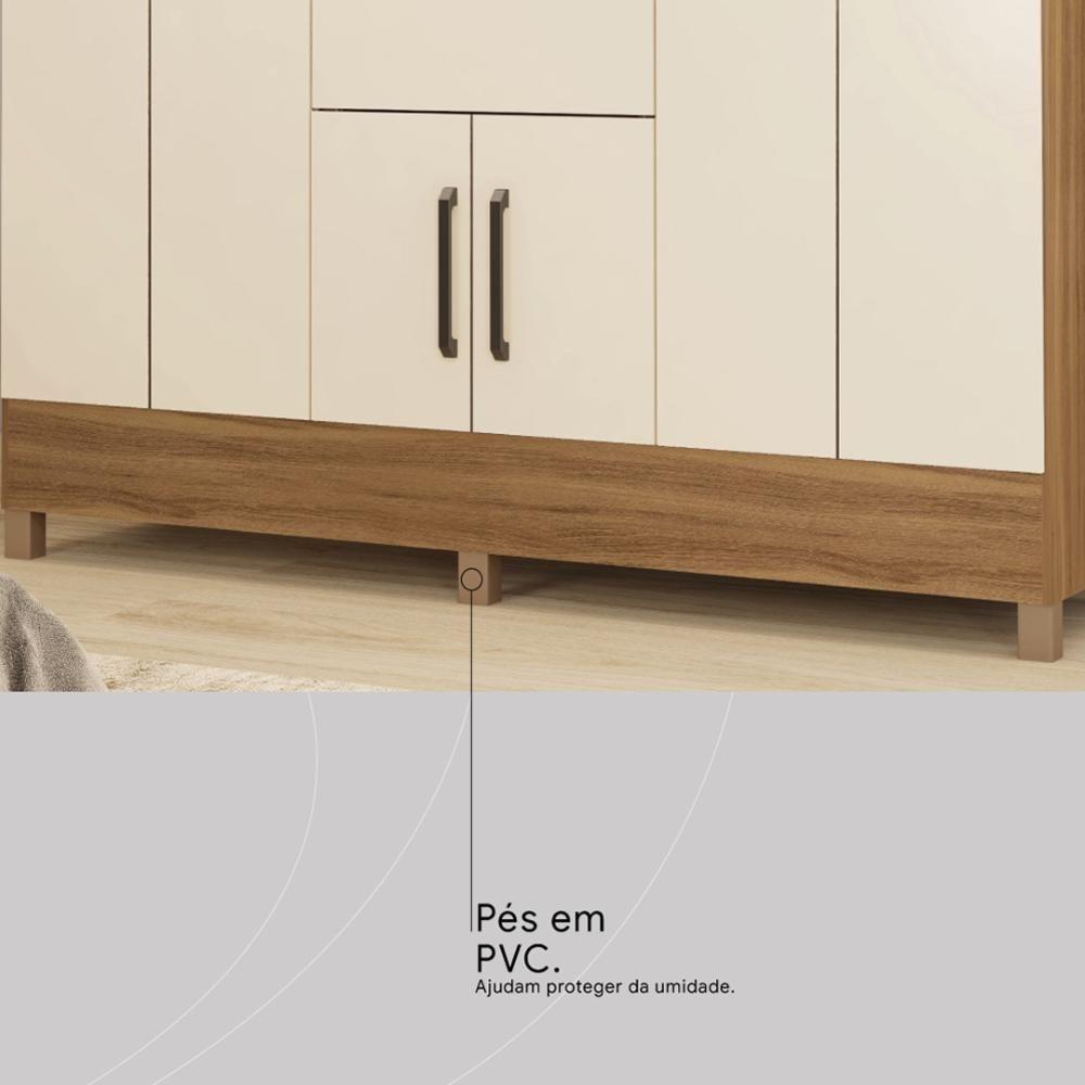 Guarda Roupa Casal 8 Portas Com Espelho E 2 Gavetas Paranaguá Amêndola Touch-off White - 9