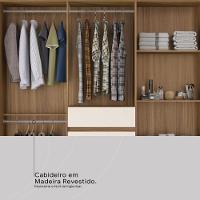 Guarda Roupa Casal 8 Portas Com Espelho E 2 Gavetas Paranaguá Amêndola Touch-off White - 8