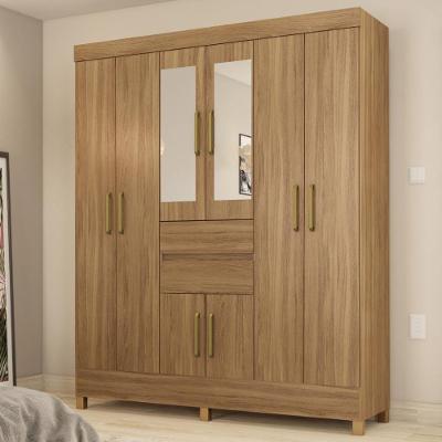 Guarda Roupa Casal Paranaguá 8 Portas de Bater 2 Gavetas Amêndola Touch MDP