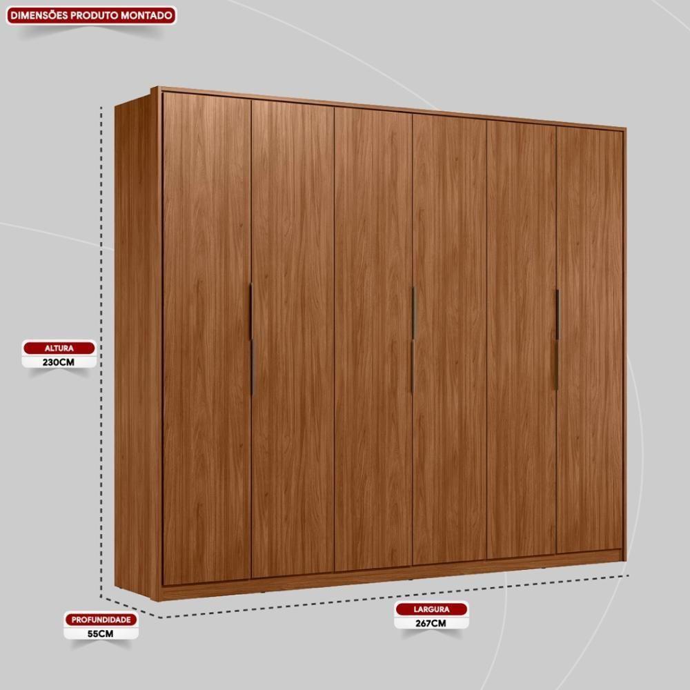Guarda Roupa Casal 6 Portas E 6 Gavetas Atrice Nogueira Touch - 2