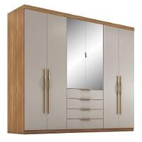 Guarda Roupa Casal 6 Portas Com Espelho E 4 Gavetas Giardino Amêndola Touch nude Prime Tx - 1