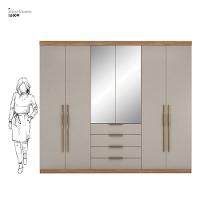 Guarda Roupa Casal 6 Portas Com Espelho E 4 Gavetas Giardino Amêndola Touch nude Prime Tx - 5