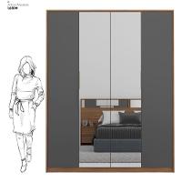 Guarda Roupa Casal 4 Portas Com Espelho E 3 Gavetas Attore Amêndola grafito - 5