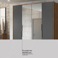 Guarda Roupa Casal 4 Portas Com Espelho E 3 Gavetas Attore Amêndola grafito - 9