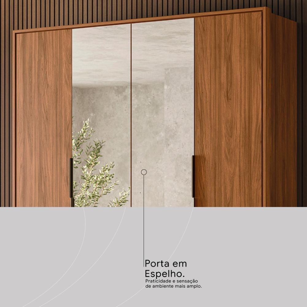 Guarda Roupa Casal 4 Portas Com Espelho E 3 Gavetas Attore Nogueira Touch - 6