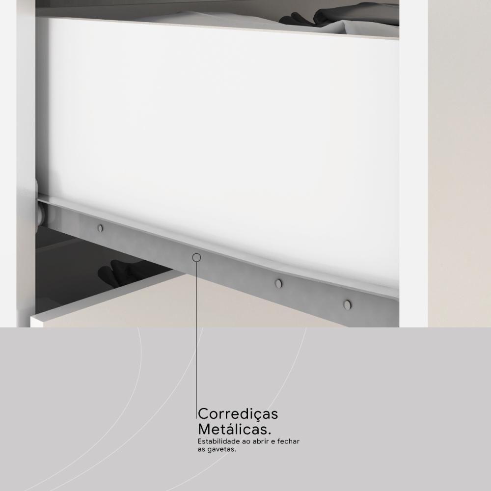 Guarda Roupa Casal 4 Portas Com Espelho E 3 Gavetas Colombo Branco rosa Branco - 8