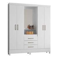 Guarda Roupa Casal 4 Portas Com Espelho E 3 Gavetas Colombo Branco rosa Branco - 1