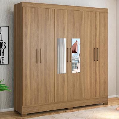 Guarda Roupa Casal Prático 6 Portas de Giro 3 Gavetas Amêndola Touch MDP Demóbile