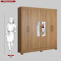 Guarda Roupa Casal 6 Portas Com Espelho E 3 Gavetas Prático Amêndola Touch - 8