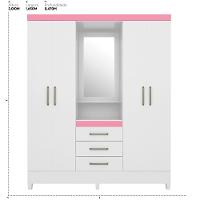 Guarda Roupa Casal 4 Portas Com Espelho E 3 Gavetas Colombo Branco-rosa-branco - 2