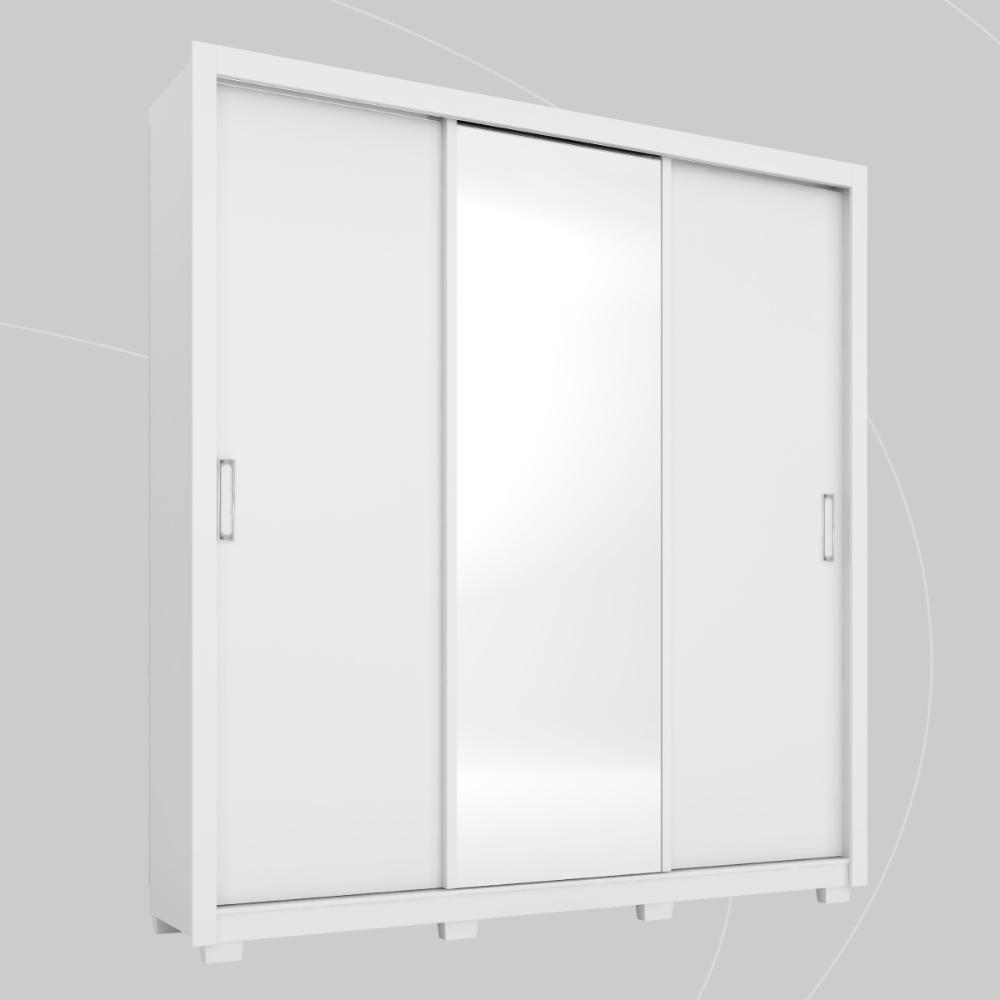 Guarda Roupa Casal 3 Portas Com Espelho E 2 Gavetas Residence Branco - 9