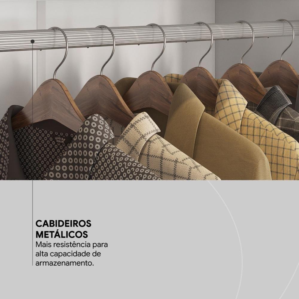 Guarda Roupa Casal 3 Portas Com Espelho E 2 Gavetas Residence Branco - 10