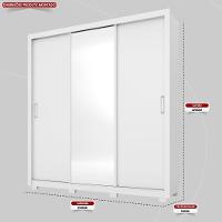 Guarda Roupa Casal 3 Portas Com Espelho E 2 Gavetas Residence Branco - 2