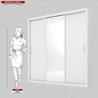 Guarda Roupa Casal 3 Portas Com Espelho E 2 Gavetas Residence Branco