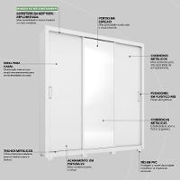 Guarda Roupa Casal 3 Portas Com Espelho E 2 Gavetas Residence Branco - 5