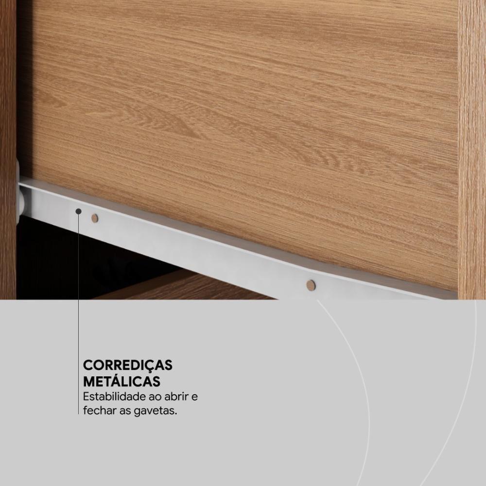 Guarda Roupa Casal 3 Portas Com Espelho E 2 Gavetas Residence Amêndola Touch-off White - 8