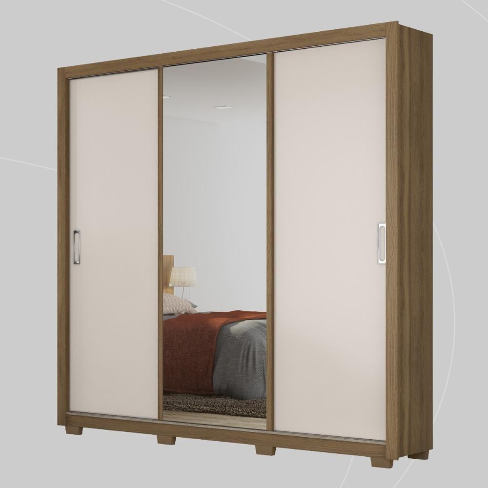 Guarda Roupa Casal 3 Portas Com Espelho E 2 Gavetas Residence Amêndola Touch-off White - 9