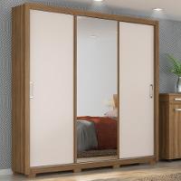 Guarda Roupa Casal 3 Portas Com Espelho E 2 Gavetas Residence Amêndola Touch-off White - 1