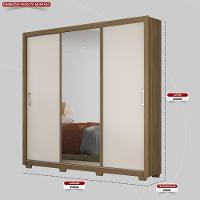 Guarda Roupa Casal 3 Portas Com Espelho E 2 Gavetas Residence Amêndola Touch-off White - 2
