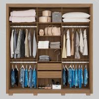 Guarda Roupa Casal 3 Portas Com Espelho E 2 Gavetas Residence Amêndola Touch-off White - 3