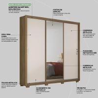 Guarda Roupa Casal 3 Portas Com Espelho E 2 Gavetas Residence Amêndola Touch-off White - 5