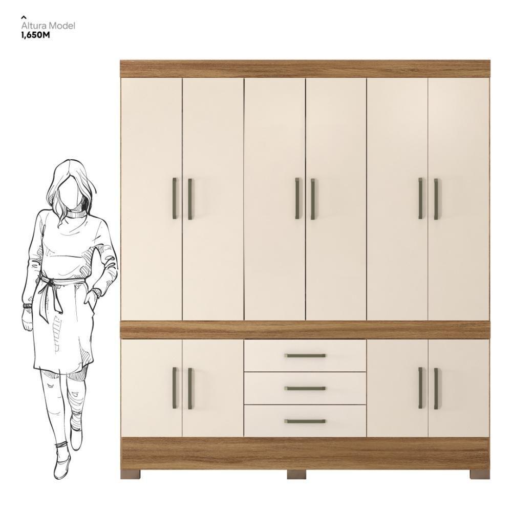 Guarda Roupa Casal 10 Portas E 3 Gavetas New Murano Amêndola Touch-off White - 4