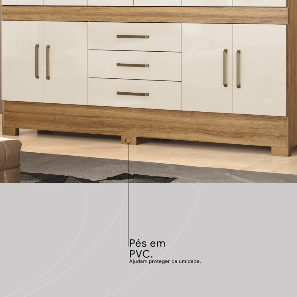 Guarda Roupa Casal 10 Portas E 3 Gavetas New Murano Amêndola Touch-off White - 7