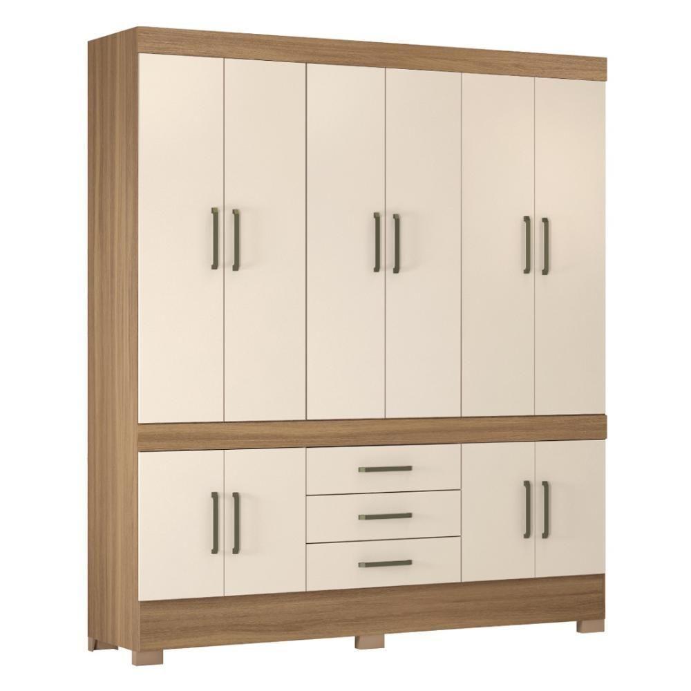 Guarda Roupa Casal 10 Portas E 3 Gavetas New Murano Amêndola Touch-off White - 9