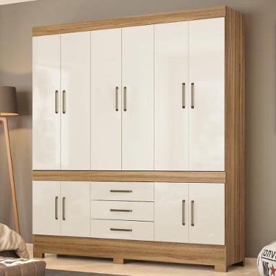 Guarda Roupa Casal New Murano 10 Portas de Bater 3 Gavetas Amêndola Touch-Off White