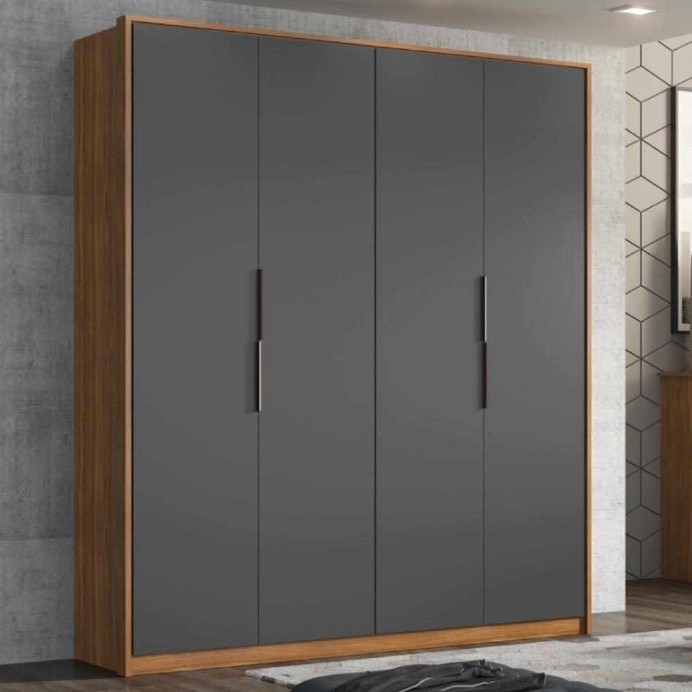 Guarda Roupa Casal 4 Portas E 3 Gavetas Attore Amêndola-grafito Amêndola-grafito - 1