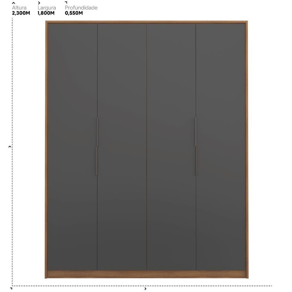 Guarda Roupa Casal 4 Portas E 3 Gavetas Attore Amêndola-grafito Amêndola-grafito - 2