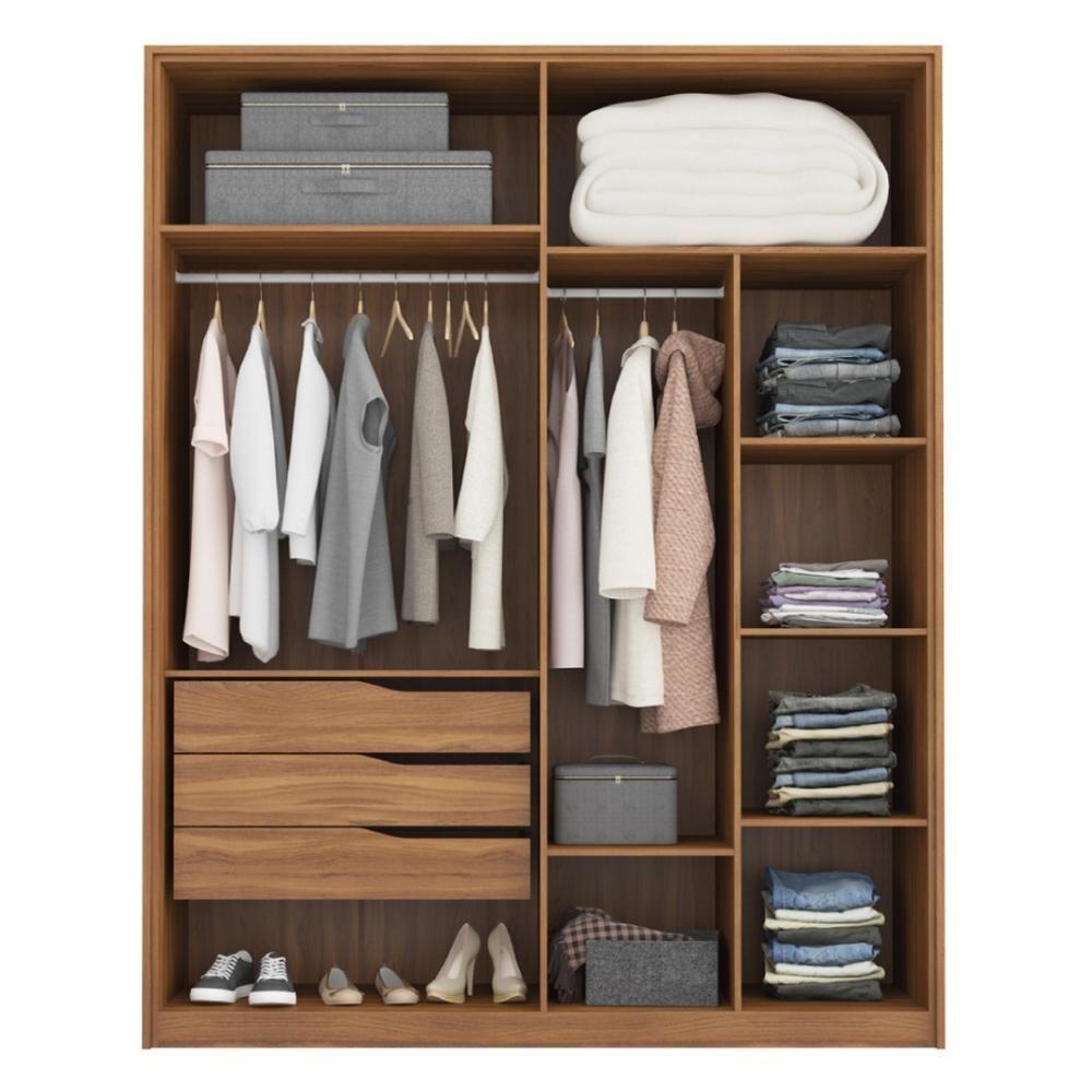 Guarda Roupa Casal 4 Portas E 3 Gavetas Attore Amêndola-grafito Amêndola-grafito - 3