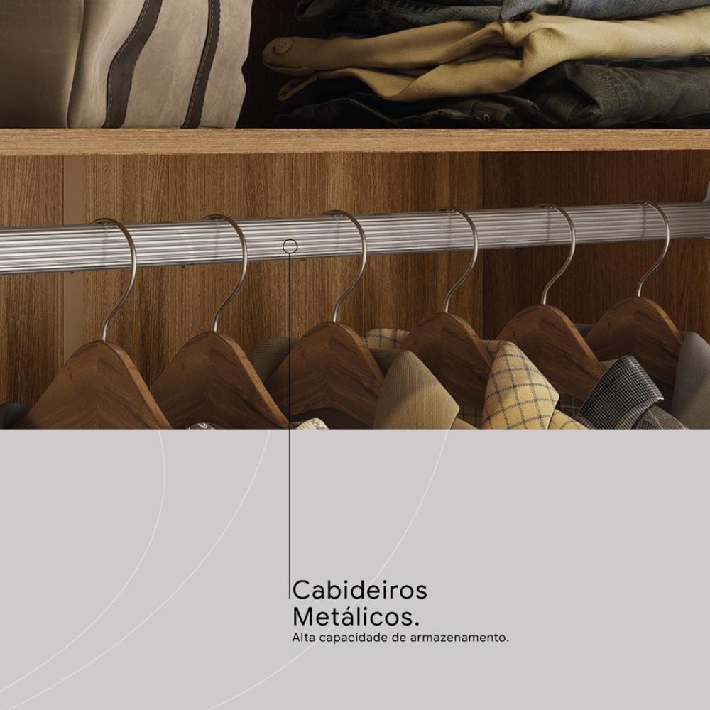 Guarda Roupa Casal 4 Portas E 3 Gavetas Attore Amêndola-grafito Amêndola-grafito - 7