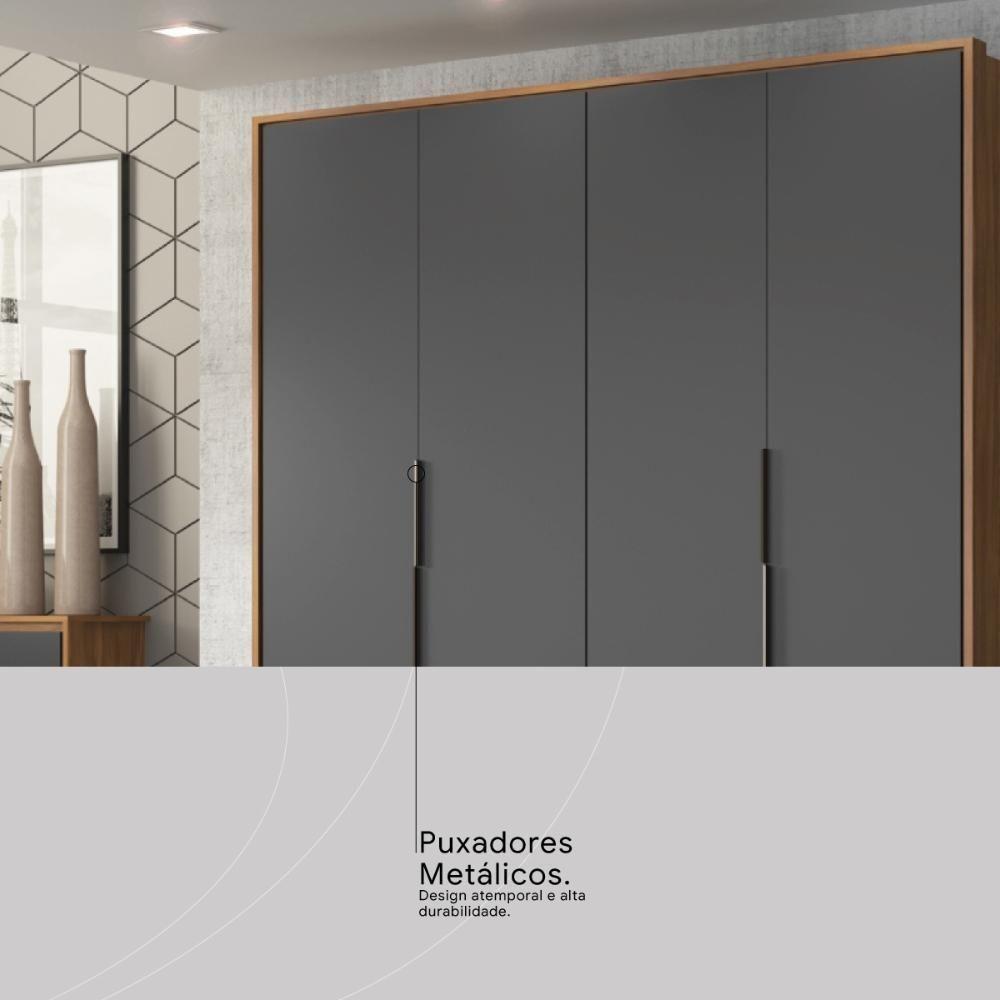 Guarda Roupa Casal 4 Portas E 3 Gavetas Attore Amêndola-grafito Amêndola-grafito - 8