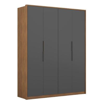 Guarda Roupa Casal Attore 4 Portas de Bater 3 Gavetas Amêndola Touch Amêndola-grafito