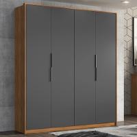 Guarda Roupa Casal 4 Portas E 3 Gavetas Attore Amêndola-grafito Amêndola-grafito - 1