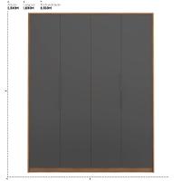 Guarda Roupa Casal 4 Portas E 3 Gavetas Attore Amêndola-grafito Amêndola-grafito - 2